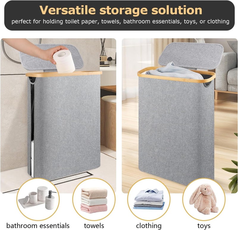 Dotpilgo Extra Large Toilet Paper Storage Basket with Lid 49L Slim Toilet Paper Basket Holder Bin Container Organizer for Bathroom Hold up to 20 Regular Rolls or 15 Mega Rolls - Image 5